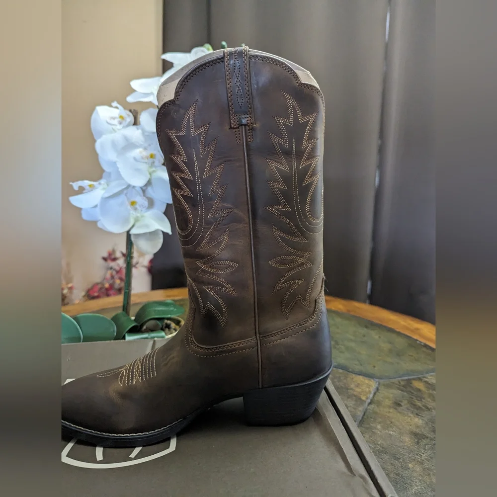 Ariat Women's Dark Brown Western Boots with Stitching - Picture 6 of 12